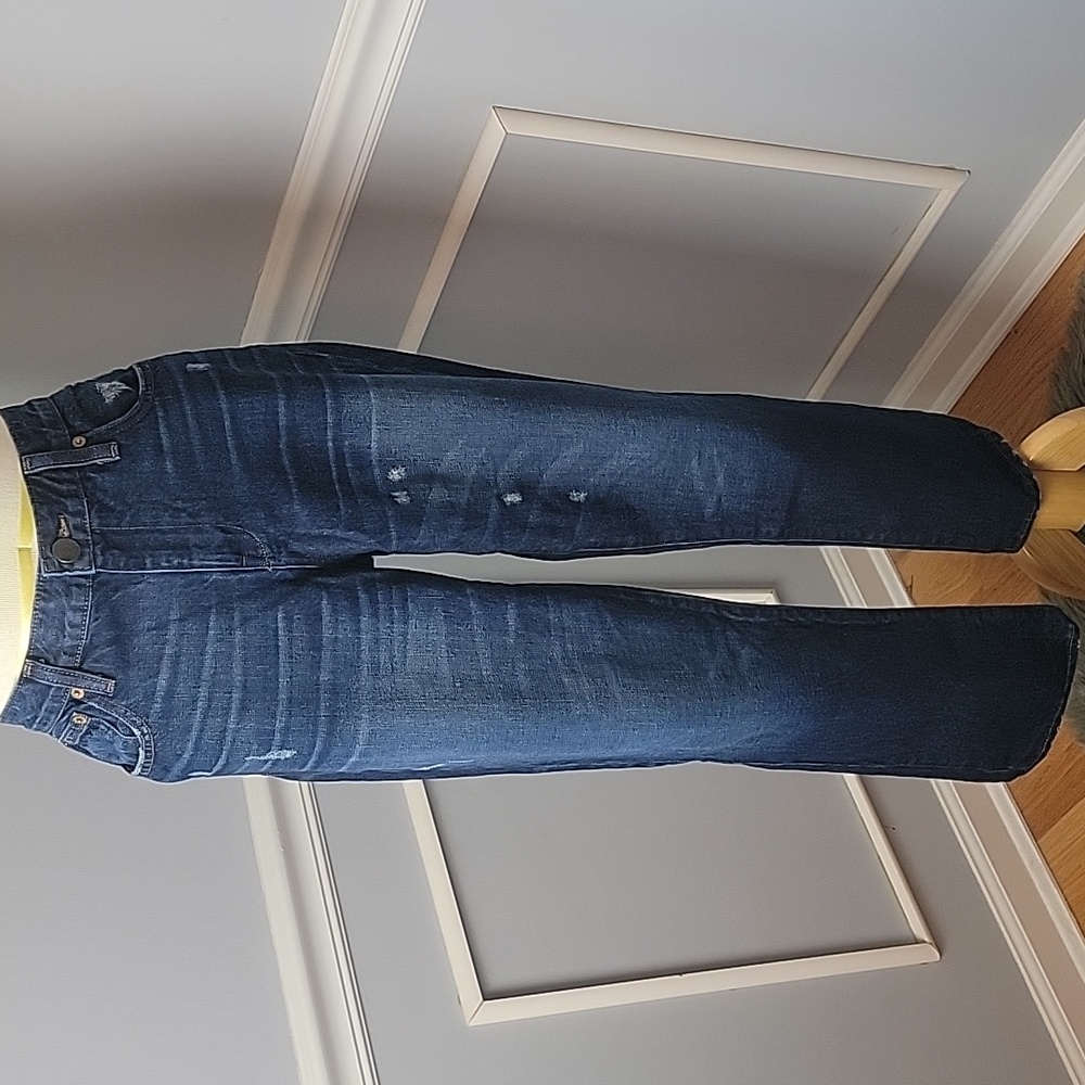 J.CREW Broken In Boyfriend Dark Wash Distressed Straight Leg Casual Jeans 30‎